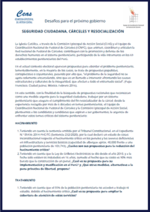Desafíos para el próximo gobierno SEGURIDAD CIUDADANA, CÁRCELES Y RESOCIALIZACIÓN
