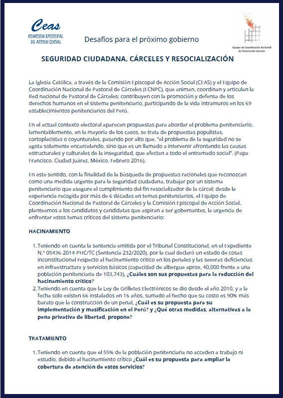 Desafíos para el próximo gobierno SEGURIDAD CIUDADANA, CÁRCELES Y RESOCIALIZACIÓN